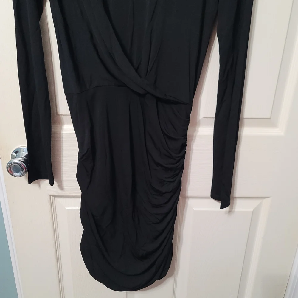 ~NWT~ Rag & Bone dress‎ Holly Drape Ruched Minidress Black Size X-Large - Picture 7 of 16